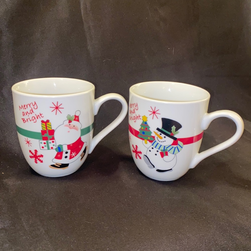 Fitz & Floyd Merry & Bright set of 2 Christmas mugs